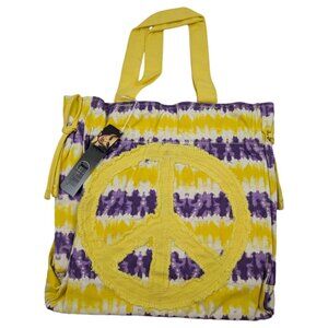 Peace Tie Dye Tote Shoulder Bag Hippie Love Purple and Yellow NWT‎